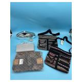 5pc bag lot- crossbody, clutch, and makeup bag