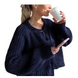 Wyeysyt Women's Cropped Cardigan Sweater Button Do