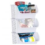 Lot of 3, Skywin Plastic Stackable Storage Bins fo