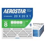 Aerostar 20x20x1 MERV 8 Air Filter, 6 Count, ACTUA