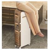 3-Tiers Narrow Bathroom Storage Cabinet Slim Floor