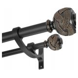 Matte Black Double Curtain Rods 36 to 72 Inches, D
