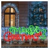 Rossesay Lighted Merry Christmas Holly Leaf Sign D