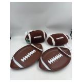 Football throw pillows and dishes.