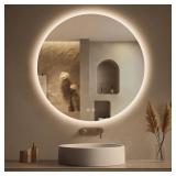 LOVESPEJO 30 Inch Round Backlit Bathroom Mirror wi