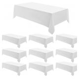 Rectangle Tablecloths 90x132 Inch 10 Pack White Ta