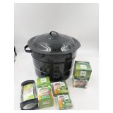 Large pot and Ball canning lids and bands.