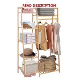 Ufine Bamboo Garment Rack 7-Tier Storage Shelves C