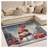 ALAZA Merry Christmas Snowman Stylish Area Rug Rug