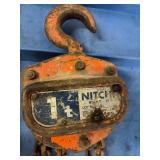 1 Ton chain hoist, in used condition with rust.