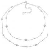 Chaps Women's Double Strand Bead Necklace, Silver