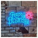 Happy Birthday Sunshine Neon Sign Light Blue Pink