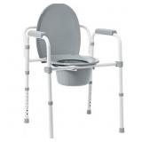 Medline Steel 3-in-1 Elongated Bedside Commode, Fo