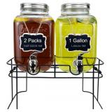1 Gallon Glass Drink Dispenser for Parties, 2 Pack