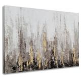 SYGALLERIER Abstract City Canvas Wall Art with Gol