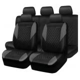 CAR PASS Quilting Leather Seat Covers Full Set,Uni