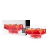 Footed Glass Punch Bowl, Heavy Base Bowl with Angl