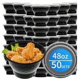 Meal Prep Bowls Containers, 50 Sets 48oz (100-Piec