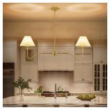2-Light Gold Modern Linear Chandelier, 55 Inch Far