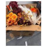 Big box of Florals, fall ribbons, pumpkin decor.