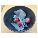 Planter, swivel casters, lawn stakes etc