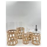 New lot of 2 pitchers, glasses, and soap dispenser