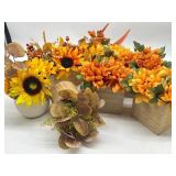 Large Lot of Fall Floral Arrangements Faux Flower
