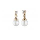 Gold-Tone Blanc Faux Pearl Earrings With Crystal A