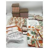 Large Lot of Fall Decor!! Includes Dish Towels, Pl