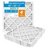LotFancy 16x16x1 Air Filter MERV 8 4-Pack, Actual
