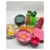 Large Lot of Kitchen Supplies, Includes Plates, Va