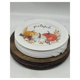 Large Lot of 10 Charger Plates with 9 PCs White Th