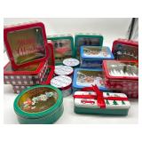 Large Lot of Christmas Tins, Variety of Sizes/Desi