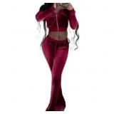 Size Large Two Piece Outfits for Women Velour Trac