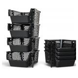 TidyFriend 4 Pack Stackable Storage Bins Open Fron