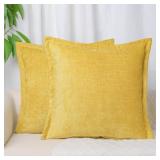 Pack of 2, Chenille Throw Pillow Covers 20x20 Inch