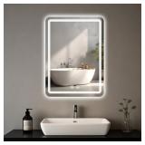 LED Bathroom Mirror, 16 x 24 Inch Anti-Fog Bathroo