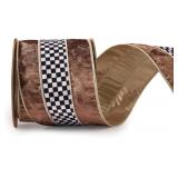 Lot Of 2 4 Inch Brown Velvet Wired Ribbon 10 Yards
