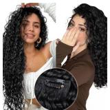 Hetto Curly Clip in Hair Extensions - Jet Black 12