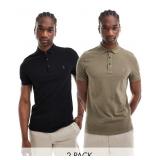 AllSaints Reform 2-pack Polo Shirts in Black Light