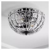 Billie Crystal Flower Metal/Acrylic LED Semi Flush
