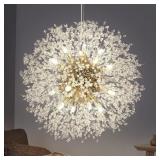 Lingkai 23.6" Gold Modern Crystal Chandeliers Fire