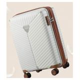 LUGGEX White Luggage with Spinner Wheels, Expandab
