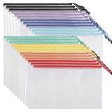 EOOUT 24pcs Mesh Zipper Pouch Bags, A4 Pencil Pouc