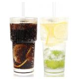 20 OZ Iced Coffee Cup With Lids and Straws,Vintage