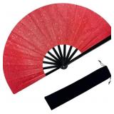 (LOT OF 17) Glitter Large Fans Red Fans for Line D