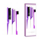 3 Pcs comb Purple Slick Back Brush Set, Vented Bru