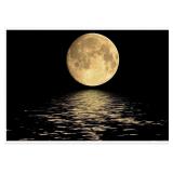 The Full Moon And River Landscape Canvas Painting