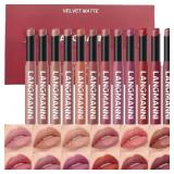 12Pcs Velvet Matte Lipstick Nude Matte Soft Dark C