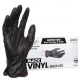 8 boxes ForPro Disposable Vinyl Gloves, Black, Ind
